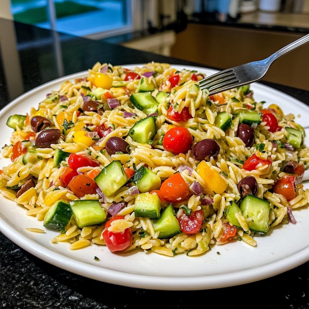 Griechischer Orzo Nudelsalat