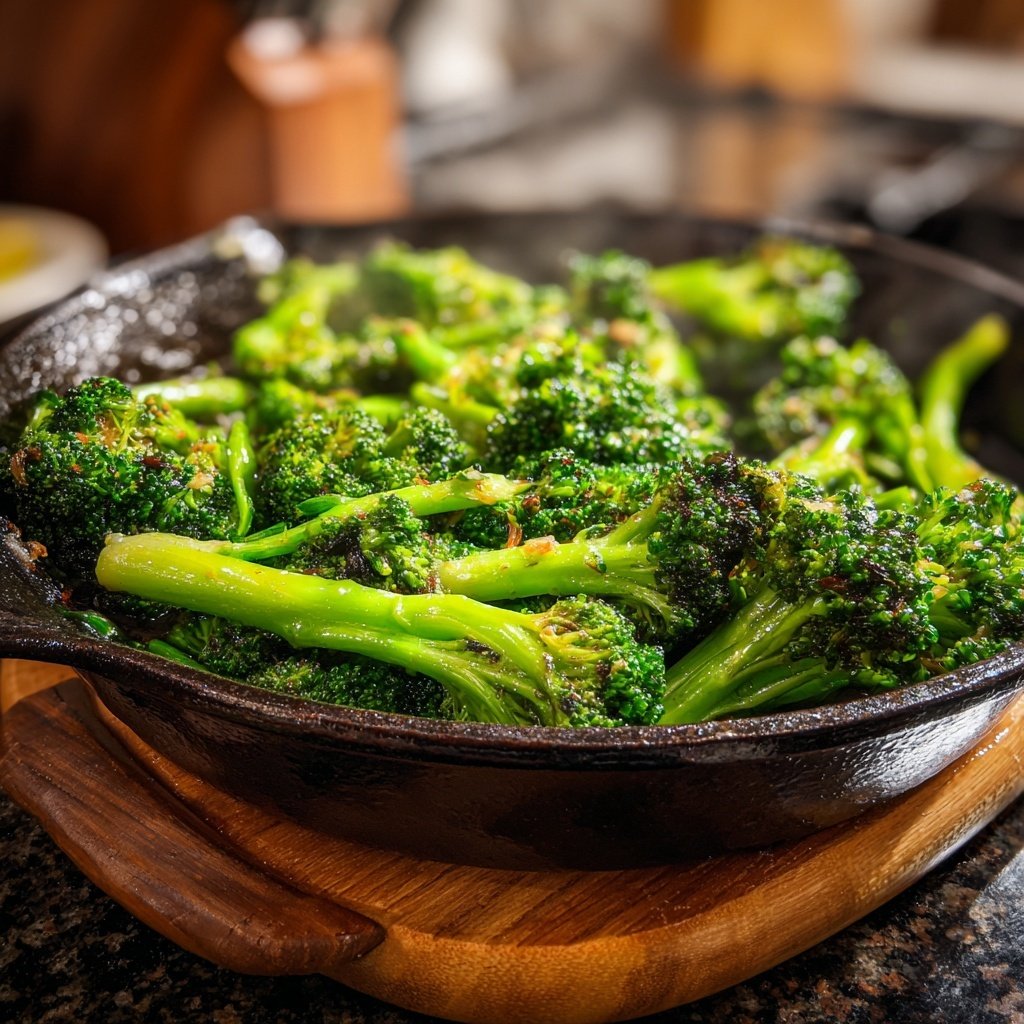 Brokkoli Pfanne Mit Knoblauch Öl